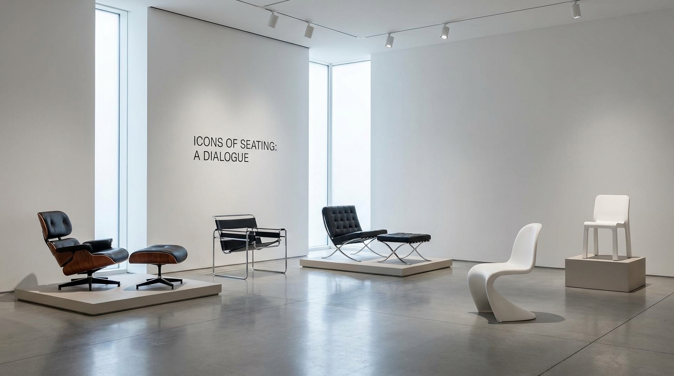 Illustrative collection of the 5 most iconic chairs in interior design history