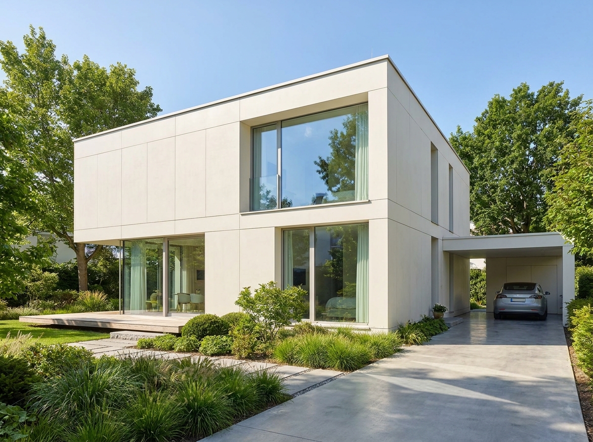 Vivienda contemporánea ejecutada con paneles de PVC y hormigón