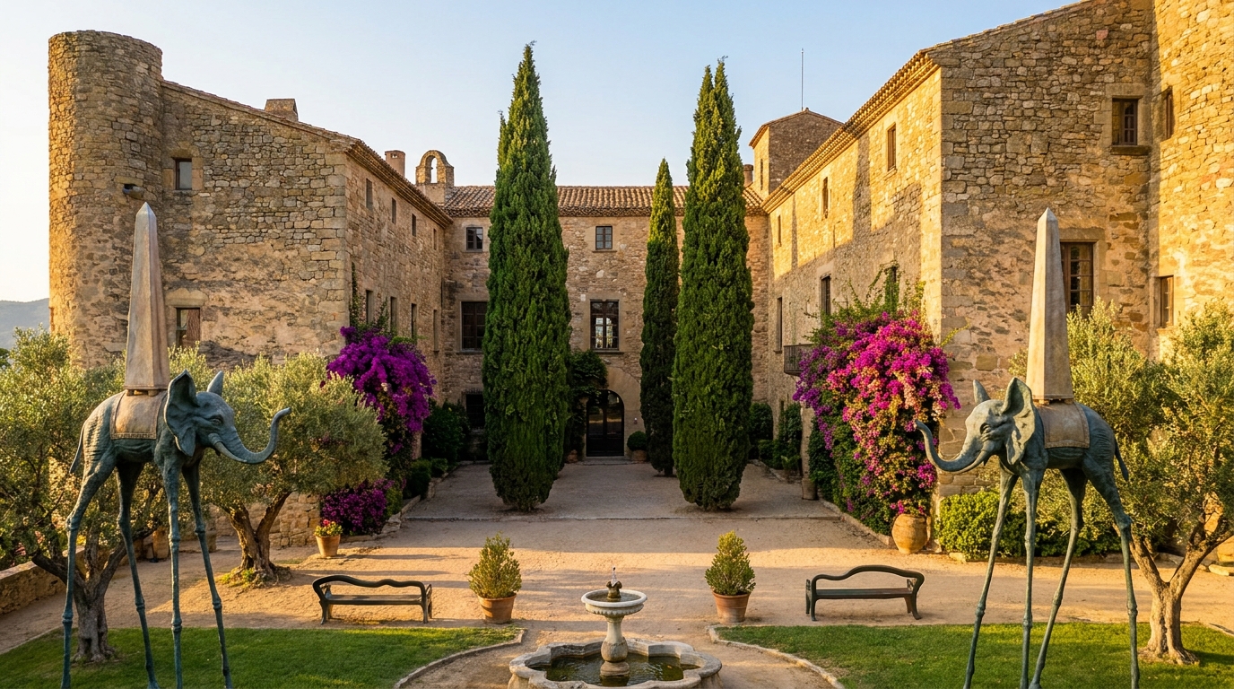 O Castelo medieval de Púbol decorado com elementos surrealistas por Salvador Dalí para sua musa Gala