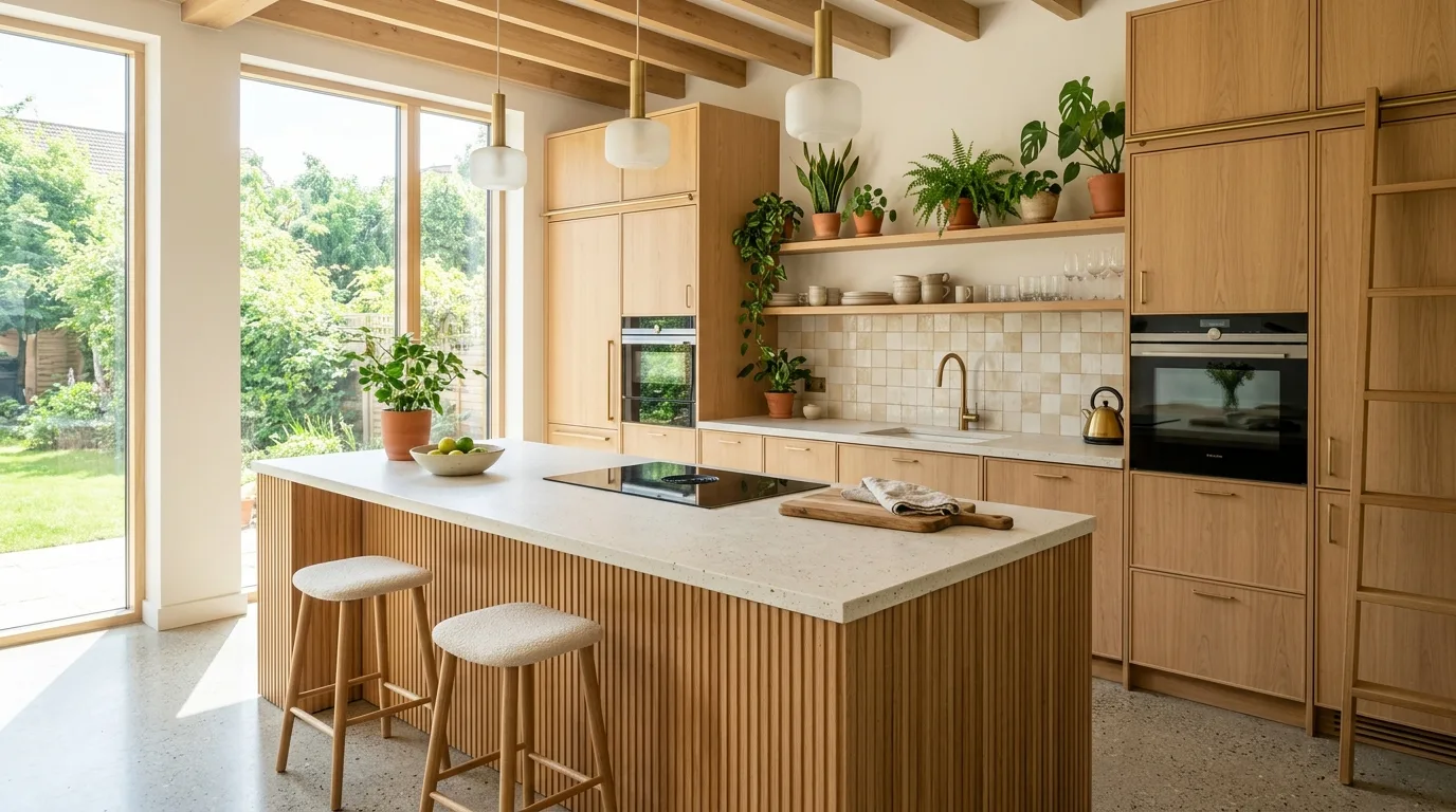 Bancada de cozinha sustentável fabricada com materiais reciclados de baixa sílica